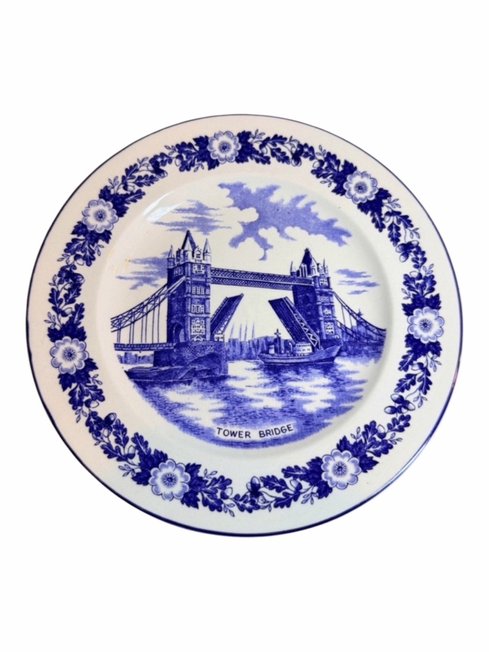 Blue & White Tower Bridge Ceramic Decorative Plate